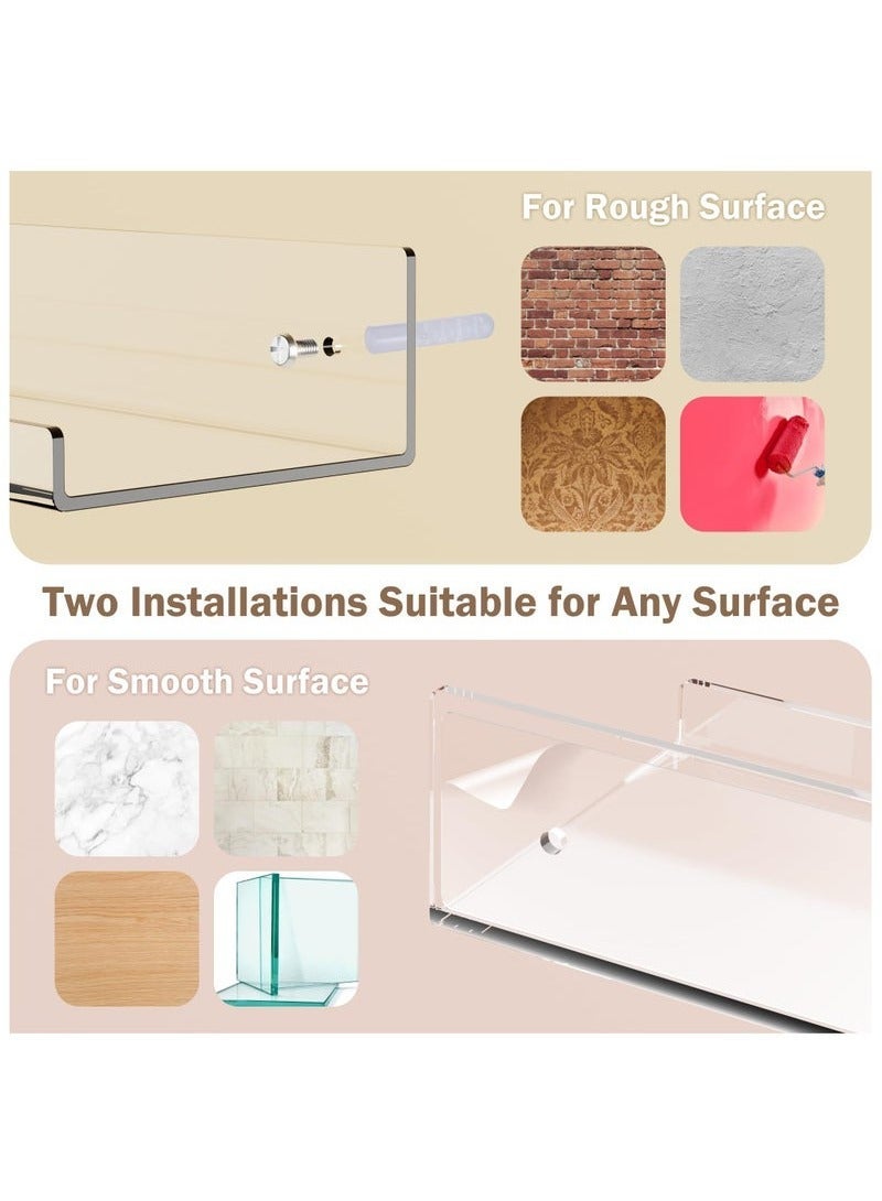 بيوينتي 4 رفوف عائمة شفافة من الأكريليك بطول 38 سم بتصميم حرف U، رف حائطي لعرض الكتب، تنظيم مستحضرات التجميل، أو ترتيب التوابل. - Image 5